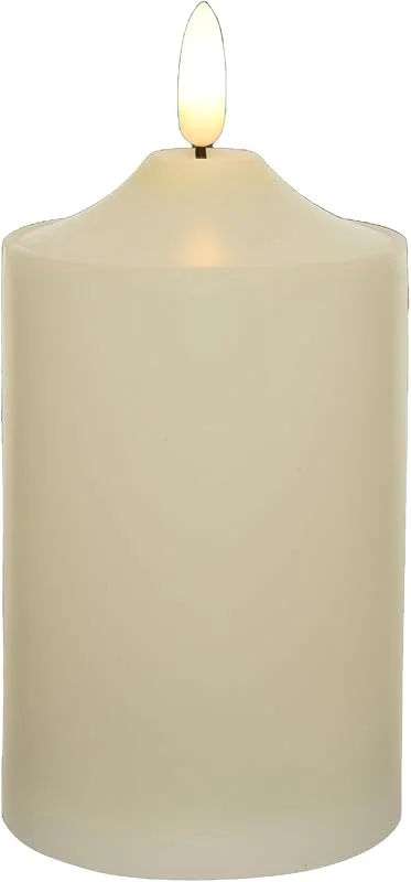 Marke: Lumineo Lumineo LED Kerze mit Timer 7, 5x15cm - Indoor & Outdoor - Kunstkerze mit 6 Stunden Timerfunktion - Flammenlose Kerzen als Outdoorkerzen Kirchenkerzen Tischkerzen Dekokerzen - Creme Warmweiß — Kerzenlicht Abendessen