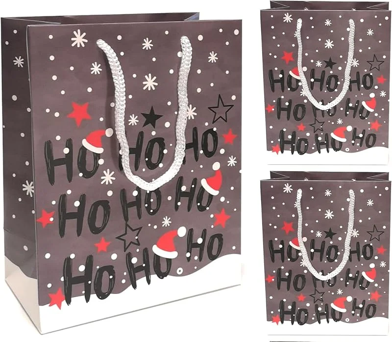 Marke: s.dekoda 3 Stück Premium Geschenktaschen - Ho - á 23x18x10 cm Papier Geschenktüte Papiertüte Weihnachten [813-27] — Geschenkverpackung