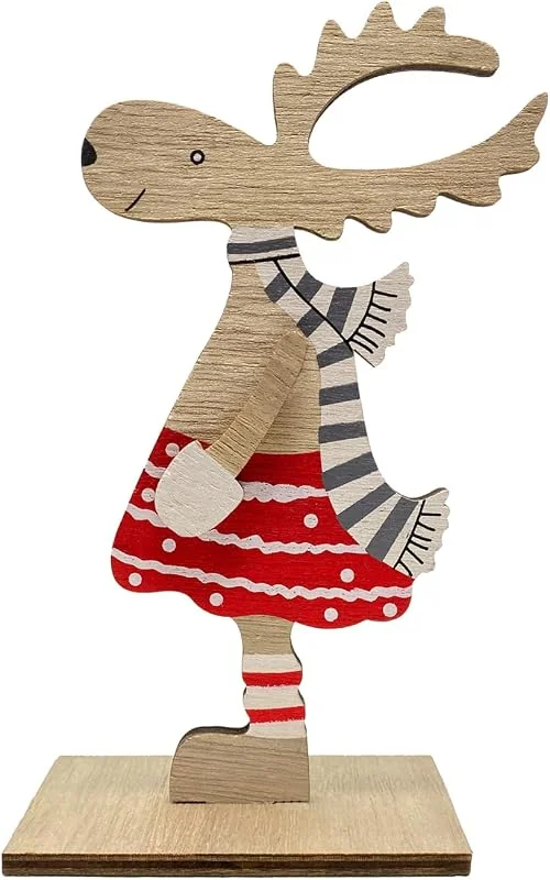 Besuche den Oblique Unique-Store Oblique Unique® Holz Rentier Elch Aufsteller Deko Weihnachten Weihnachtsdekoration Tischdeko Holz Deko Figur für Weihnachten Weihnachtsdeko — Advent und Tisch