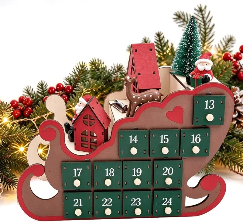 Marke: Generisch Weihnachts-Adventskalender-Boxen leer zum Befüllen Schlittenförmige leere — Advent und Tisch