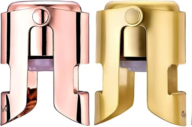 Besuche den OWO-Store OWO 2 Stück Sektverschluss Flaschenverschluss Champagner Verschluss Sektflaschenverschluß Edelstahl Sektkorken für Sektwein Champagnerstopfen Weinflaschenverschluss (Gold & Roségold) — Wein und Festtafel