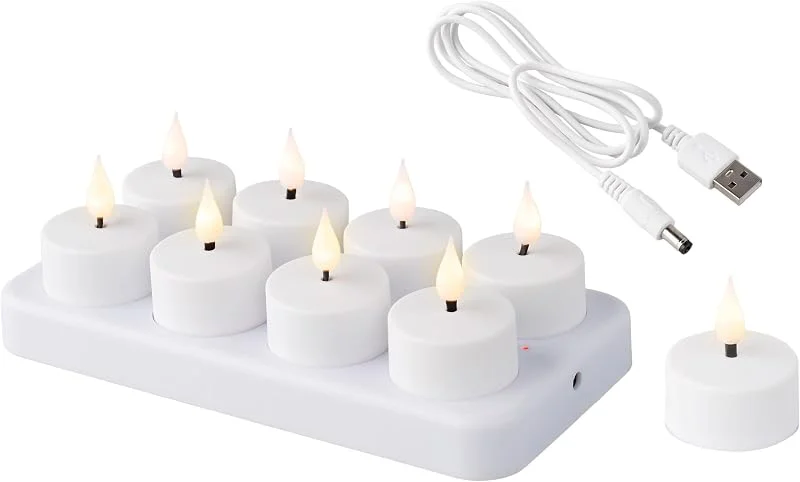 Marke: Lumineo Lumineo LED Teelichter 4cm Kunststoff - 8er Set Elektrische Teelicht Kerzen - Batteriebetrieben - Flackernde Flamme Effekt - Dekokerzen Weiß Warmweiß — Advent und Tisch