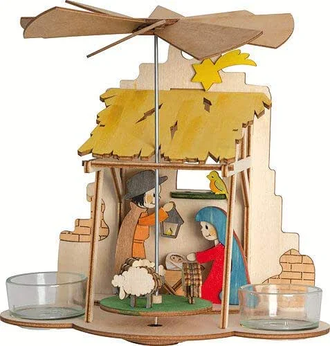 Besuche den Hobaku HOLZ - BASTELN - KUHNERT-Store Drechslerei Kuhnert GmbH Bastelset Wand-, Tischpyramide mit Krippe — Weihnachtsdeko