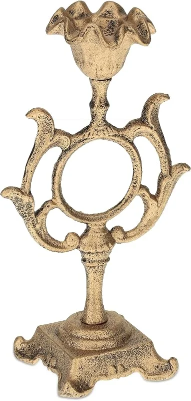 Besuche den Relaxdays-Store Relaxdays Kerzenständer antik, Kerzenhalter für Stabkerzen Ø 4 cm, Vintage Kerzenleuchter Gusseisen, H. 28, 5 cm, Gold — Kerzenlicht Abendessen