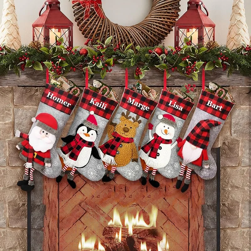 Besuche den NIBESSER-Store NIBESSER Weihnachtsstrumpf mit Namen Weihnachtsdeko Christmas Stockings Hängende Strümpfe Weihnachten Geschenktasche Personalisierte Xmas Socken Familie Kinder Junge Mädchen