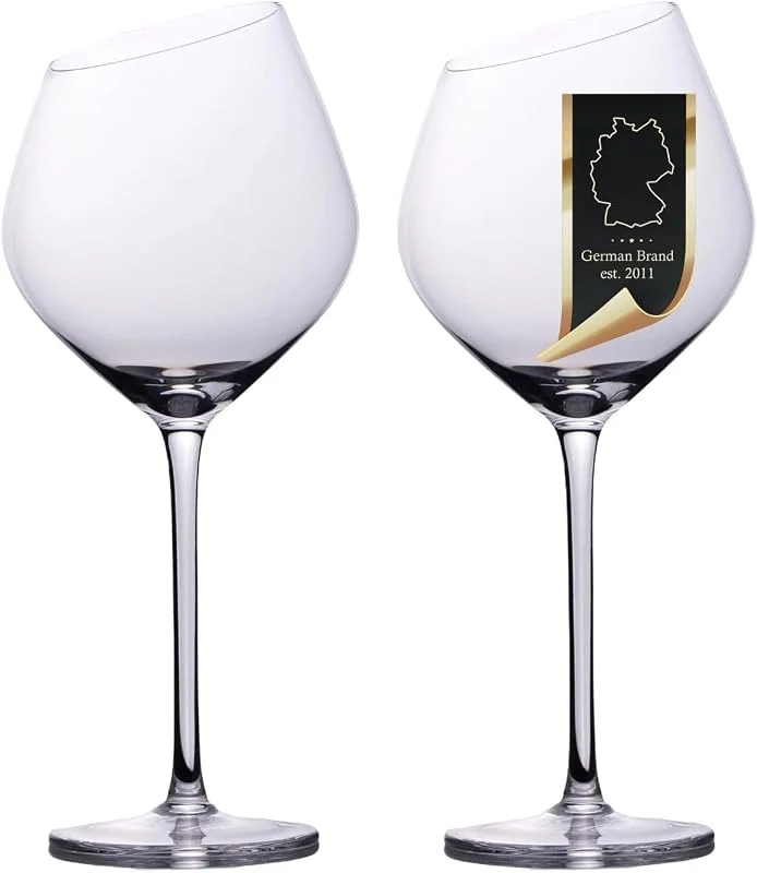 Besuche den INTIRILIFE-Store INTIRILIFE 2x Wein Glas mit moderner Kante - 470 ml Füllmenge - Rotwein Glas Kelch Spülmaschinenfest Kristallglas stoßfest — Wein und Festtafel