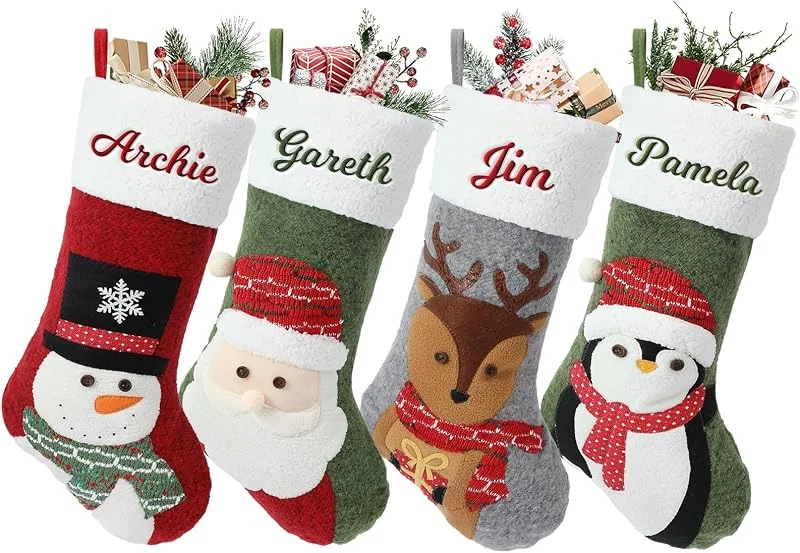 Besuche den papasgix-Store papasgix Weihnachtsstrumpf Personalisiert 46cm Großer Nikolausstrumpf mit Namen Weihnachtssocken Kamin Geschenktasche Nikolaussocke für Feiertags Familienparty Dekoration — Weihnachtsdeko