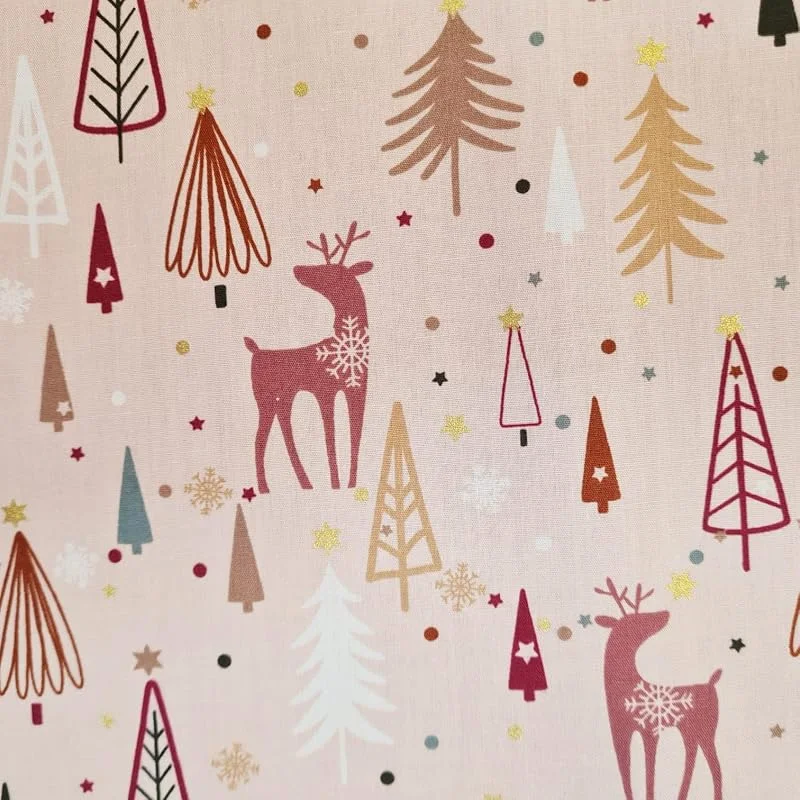 Marke: Werthers Stoffe Stoff Meterware Weihnachten 0, 5 m Janne rosa Hirsch Tannenbaum Winterwald Weihnachtsstoff Weihnachtstoff wiederverwendbares Geschenkpapier nachhaltig — Geschenkverpackung
