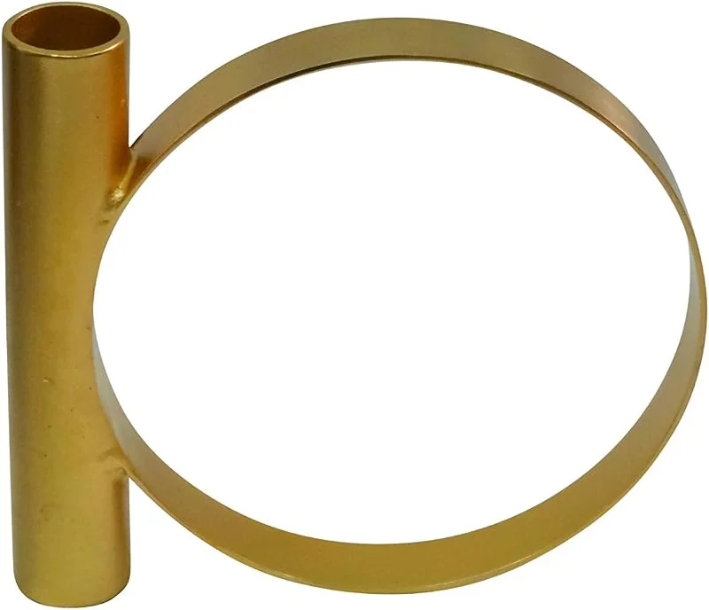 Besuche den LaLe Living-Store Stabkerzenhalter Geo2, Eisen, Mattgold, 15 x 13 cm — Kerzenlicht Abendessen