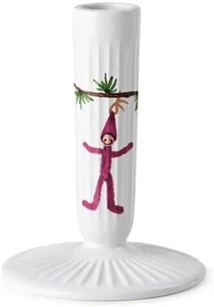 Besuche den HAK Kähler-Store Kähler Kerzenständer H12 cm Hammershøi Christmas mit Aquarellmalerei, Weiss — Advent und Tisch