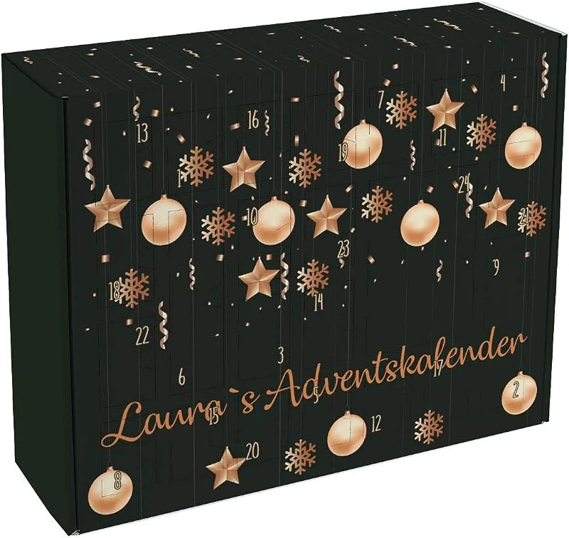 Besuche den Herz & Heim-Store Herz & Heim® Adventskalender zum Befüllen personalisiert mit Wunschtext, Christbaumkugeln & Weihnachtssterne, DIY Weihnachtskalender aus stabiler Pappe, Geschenk zu Advent & Weihnachtszeit — Advent und Tisch