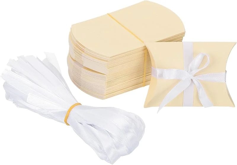 Besuche den PATIKIL-Store PATIKIL Kleine Geschenkboxen 50 Stk 9x6.3x2.5 cm Kissenboxen Süßigkeiten Dankeschön Geschenk Für Hochzeit Party Mitbringsel Stift Geburtstagsgeschenk Schmuck Grußkarte Beige — Geschenkverpackung