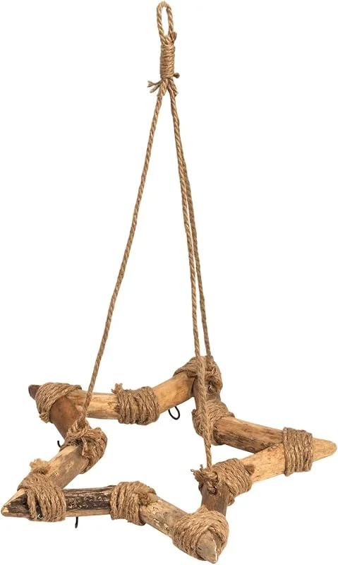 Besuche den Spetebo-Store Holzstern natur zum Hängen mit Kordel und 5 Haken für Deko - 38 cm — Weihnachtsdeko