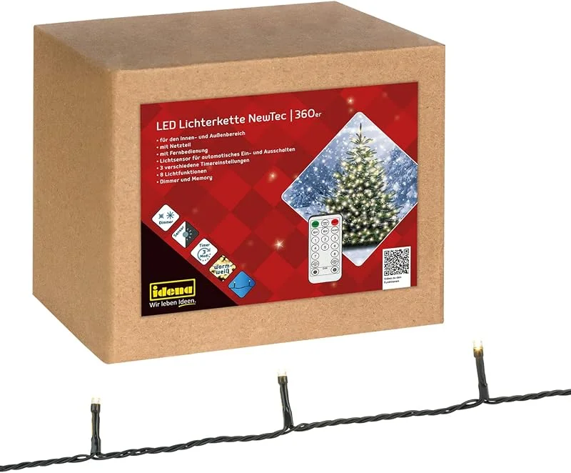 Besuche den Idena-Store Idena 31339 - LED Lichterkette mit 360 LEDs in Warmweiß, mit Fernbedienung und Sensorsteuerung, Dimmer und Memoryeinstellungen, ca. 43, 9 m lang, als Party Deko, Weihnachtsdeko und zur Hochzeit — Weihnachtsbeleuchtung
