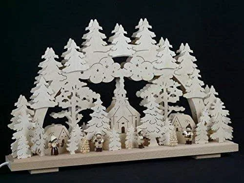 Besuche den Rudolphs Schatzkiste-Store Rudolphs Schatzkiste Schwibbogen mit Seiffener Kirche Winterkinder und Beleuchtung BxHxT 50x32x7cm NEU Lichterbogen Fensterbogen Spitzbogen Erzgebirge Seiffen Weihnachten Licht Holz Dekoration — Weihnachtsdeko