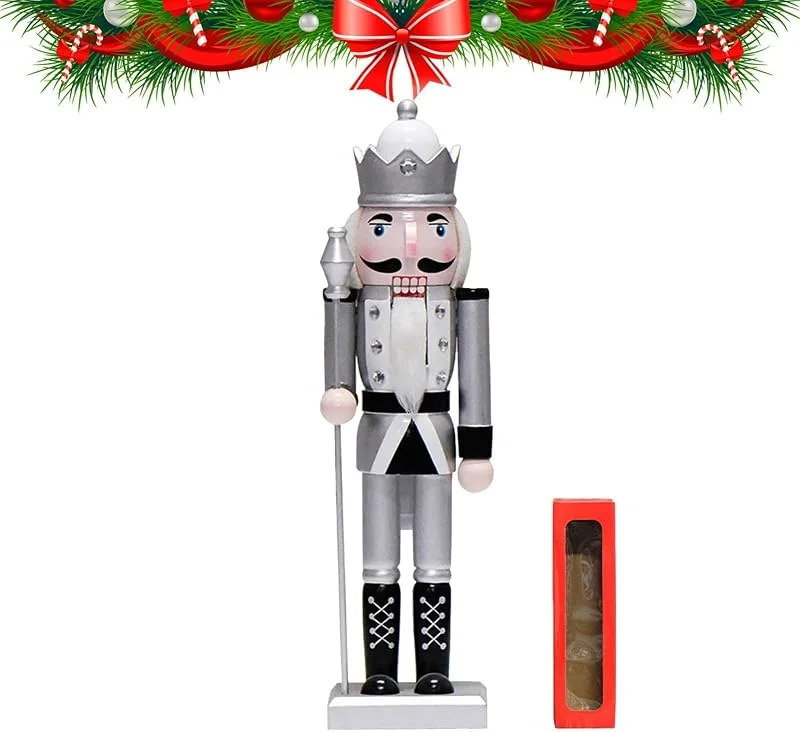 Marke: Generisch Nussknacker Figuren 36 cm Holzfigur mit sich öffnendem Mund — Weihnachtsdeko