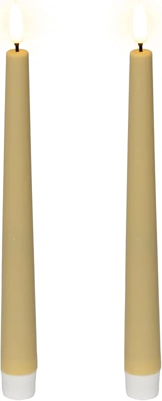 Marke: Lumineo Lumineo LED Kerzen mit Timerfunktion 25, 5cm Kunststoff - Outdoor & Indoor - 2er Set Kunststoffkerzen batteriebetrieben - flackernde Flamme Effekt - Stabkerzen Dunkel Creme Warmweiß — Advent und Tisch