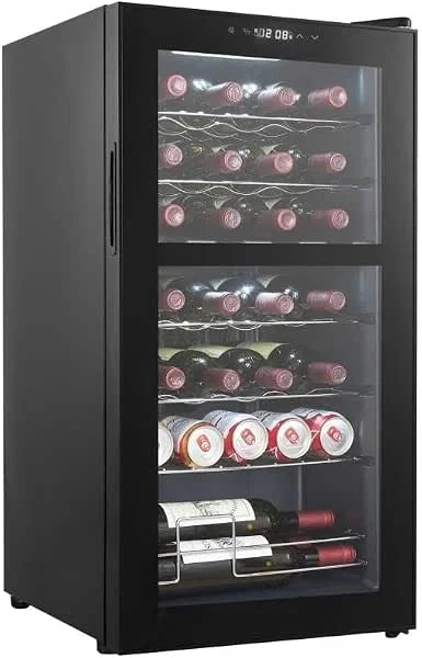 Besuche den Cavin-Store CAVIN Freistehender Weinkühlschrank - Northern Collection 28 Black, Kapazität 28 Flaschen, 2 unabhängige Temperaturzonen, Abtauautomatik, zwei Zonen 5 bis 18°C, Kompressor — Wein und Festtafel
