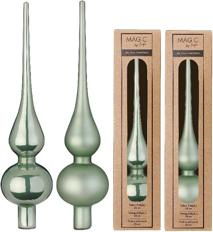 Besuche den Inge-glas-Store Inge-glas Weihnachtsbaumspitze Glas 26cm x 1 Stück Matt oder Glanz Sortiert salbeigrün Mild Sage — Weihnachtsdeko