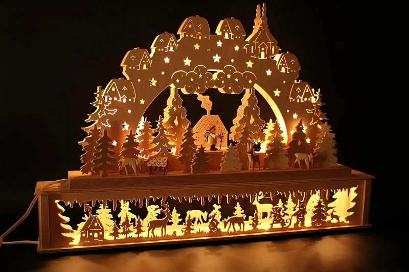 Marke: SchwibboLa Original Erzgebirgischer Schwibbogen mit Erhöhung Lichterbogen XXL Verschieden Größen FREIE Auswahl (Motiv9: 72x45cm (BxH)) — Weihnachtsdeko