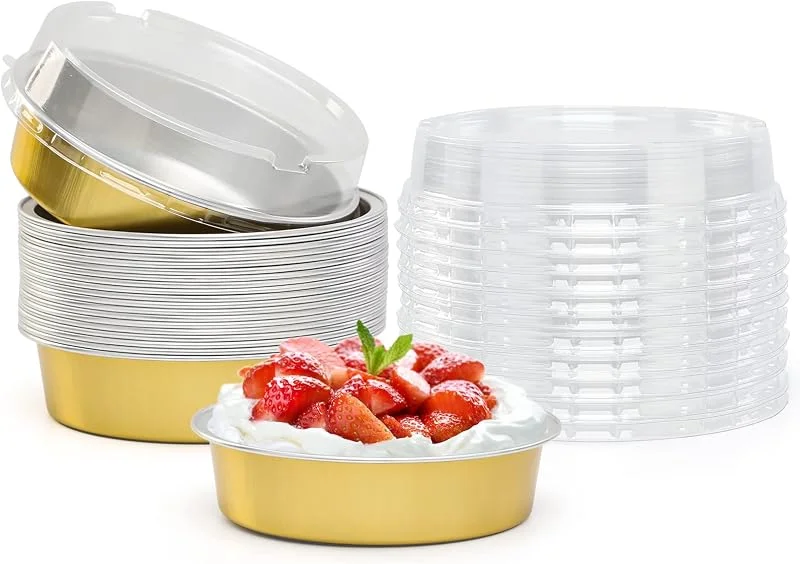 Marke: Beasea Beasea Aluminiumfolie Kuchenform - 10, 2 cm Rund, Mini-Backform, 20 Stück, 237 ml, Gold - Für Kuchen, Quiche — Küche & Haushalt