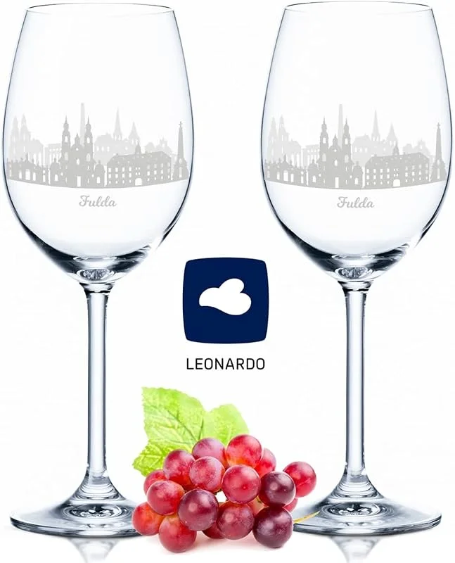 Besuche den GRAVURZEILE-Store GRAVURZEILE Weingläser mit Gravur - Skyline Fulda im Set - Hochwertige 360° Lasergravur - schönes Geschenk als Andenken, Souvenir oder für Sammler & Weingenießer zum Geburtstag — Wein und Festtafel