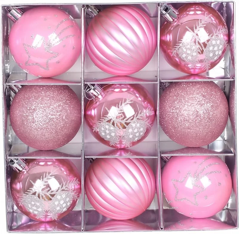 Marke: HoveeLuty Weihnachtsbaumschmuck-Set, 9 Stück, bruchsichere Weihnachtskugeln, Stil 2 Baumschmuck-Set-Kugeln — Weihnachtsdeko