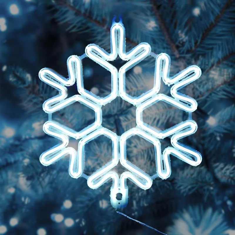 Besuche den SALCAR-Store SALCAR 40cm LED Schneeflocke Neonlicht Weihnachtsbeleuchtung für Fenster