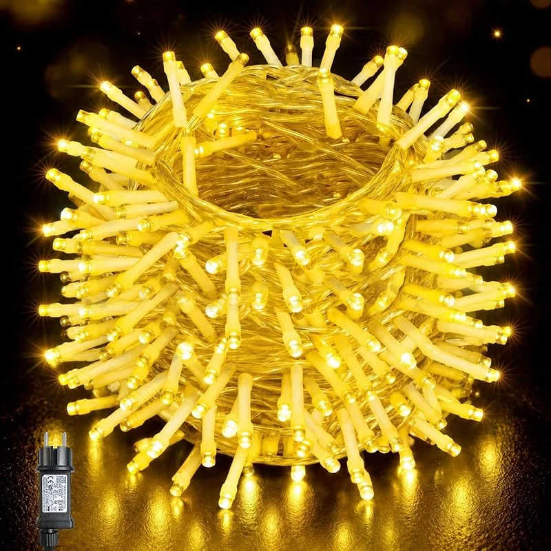 Marke: LEDYA Lichterkette Weihnachten, LEDYA 20M 200 LED Lichterkette Strom Warmweiß mit 8 Modi und Speicherfunktion, Wasserdichte IP44 für Balkon, Garten, Geländer, Innen und Außen Dekoration — Weihnachtsbeleuchtung