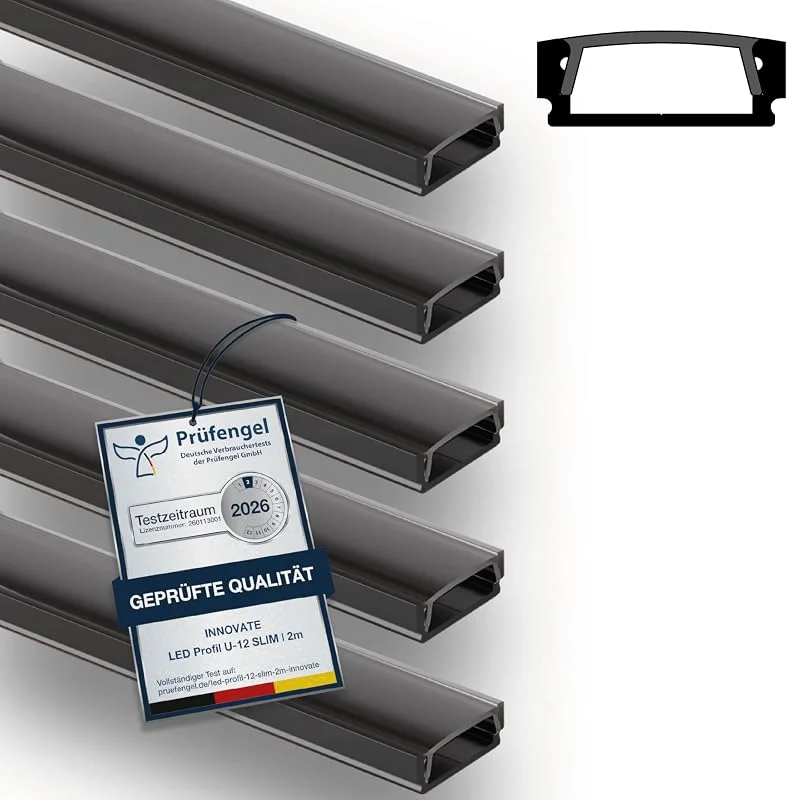 Besuche den INNOVATE-Store INNOVATE U-12 SLIM LED Profil 2m Schwarz 5er-Set 17x6mm Diffusor Schwarz — Weihnachtsbeleuchtung