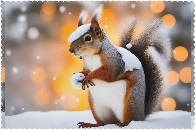 Marke: YYHWHJDE Weihnachts-Platzsets mit Eichhörnchen-Muster, für Esstisch, 30, 5 x 45, 7 cm, hitzebeständig, für Hotels, Häuser und Bankette, 6 Stück — Küche & Haushalt