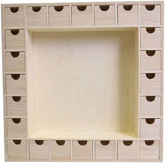 Marke: Artemio Artemio 39 x 39, 5 x 6, 5 cm Adventskalender aus Holz mit Schubladen zu dekorieren, beige, 39 x 39.5 X6.5 cm — Advent und Tisch