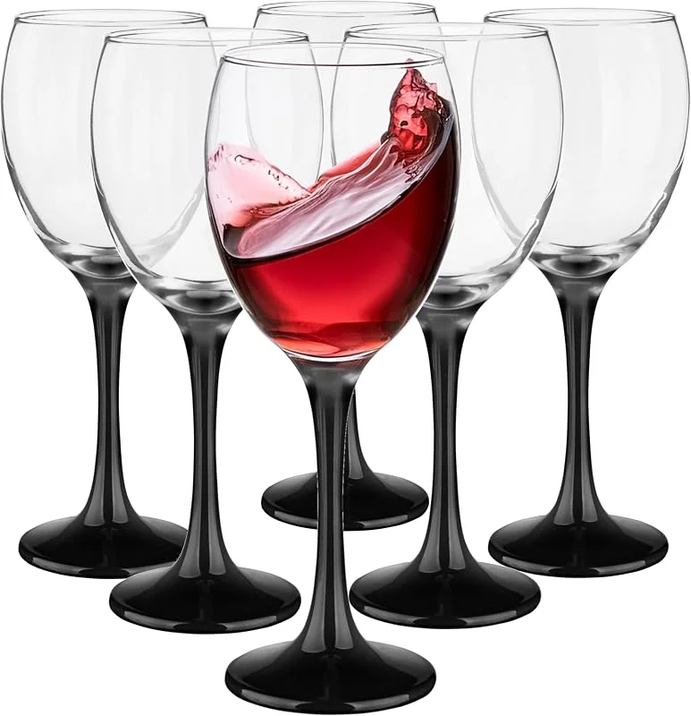Besuche den Glasmark KROSNO 1992-Store Glasmark KROSNO 1992 Weingläser Set Gläser 6 Stück 300 ml Weißweingläser Rotweingläser Wein Glas Dessert Coctail Wassergläser Spülmaschinenfest Schwarzer Stiel, Weinbein Schwarz — Wein und Festtafel