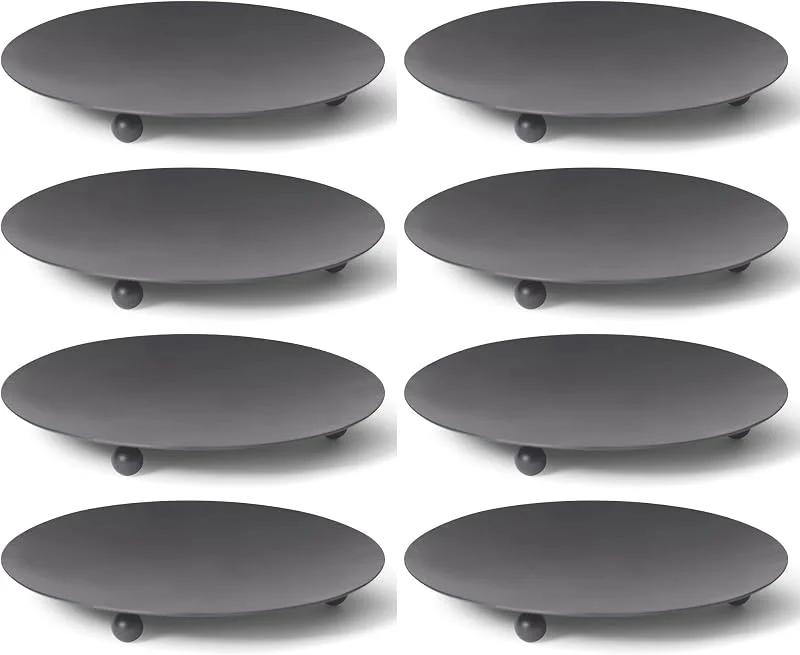 Besuche den Novaliv-Store Novaliv 8er-Set Kerzenteller 3 Füße SCHWARZ 7, 5cm Kerzenständer für Stumpenkerzen Teelichter Kerzenhalter Dekoteller rund Tischdekoration Kerzenpin Metall Adventskranzkerzenhalter — Kerzenlicht Abendessen
