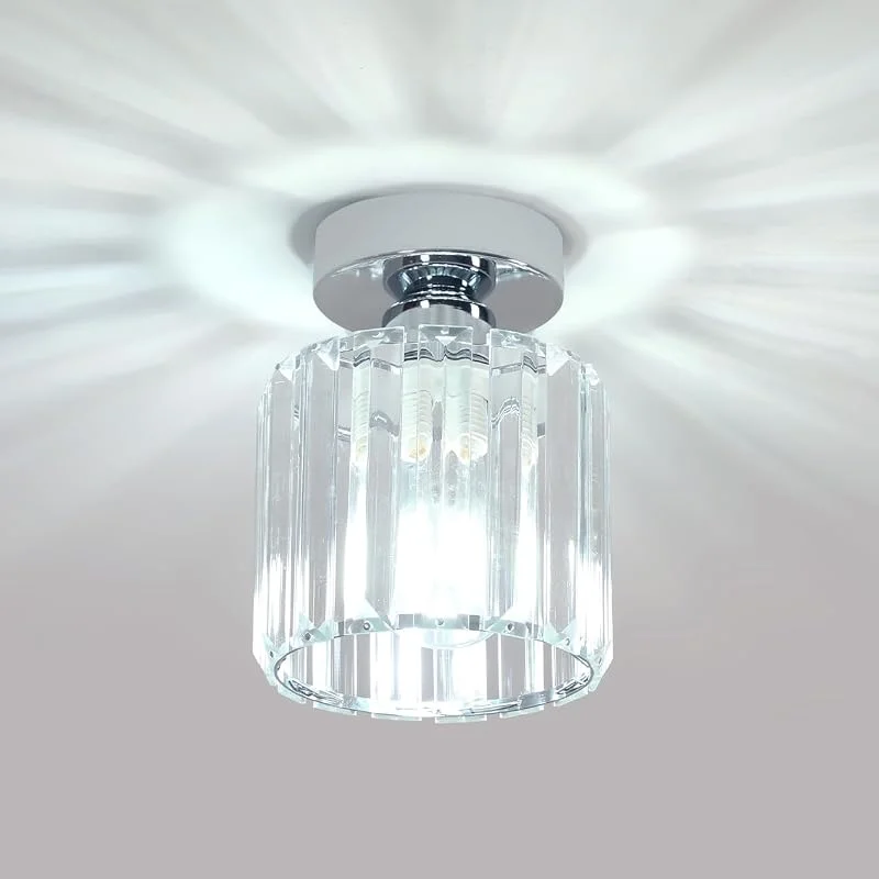 Besuche den Goeco-Store Goeco Deckenleuchte Kristall Moderne, E27 Fassung Ø13CM, Chrom — Kerzenlicht Abendessen