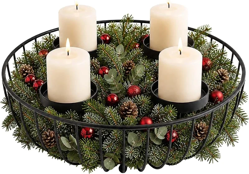 Besuche den Relaxdays-Store Relaxdays Adventskranz, 4 Stumpenkerzen, schwarz — Advent und Tisch