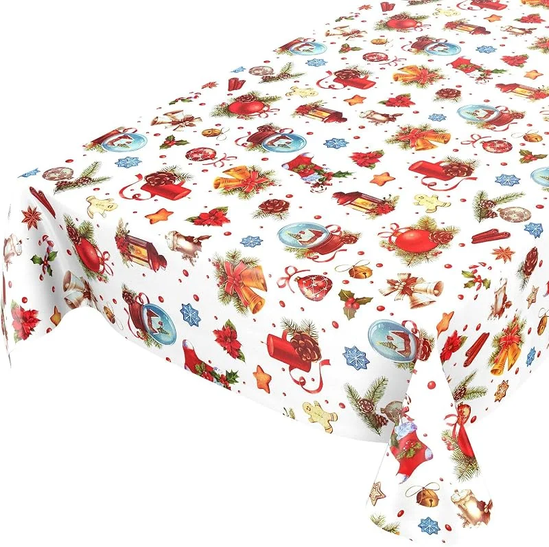 Besuche den ANRO-Store ANRO Tischdecke Weihnachten Weihnachtskugeln Meterware 10 m x 140 cm — Küche & Haushalt
