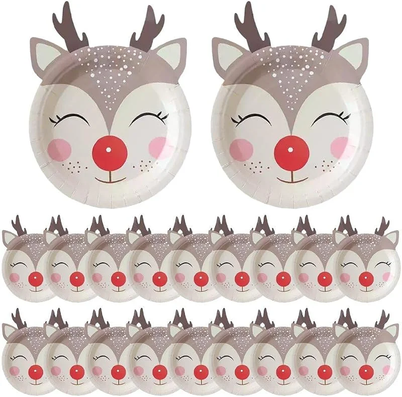Marke: Sanfly Sanfly Weihnachts-Pappteller, Pappteller, Partygeschirr, Weihnachtsgeschirr-Set, Tischdekoration, Feiertags-Weihnachts-Einwegteller — Advent und Tisch