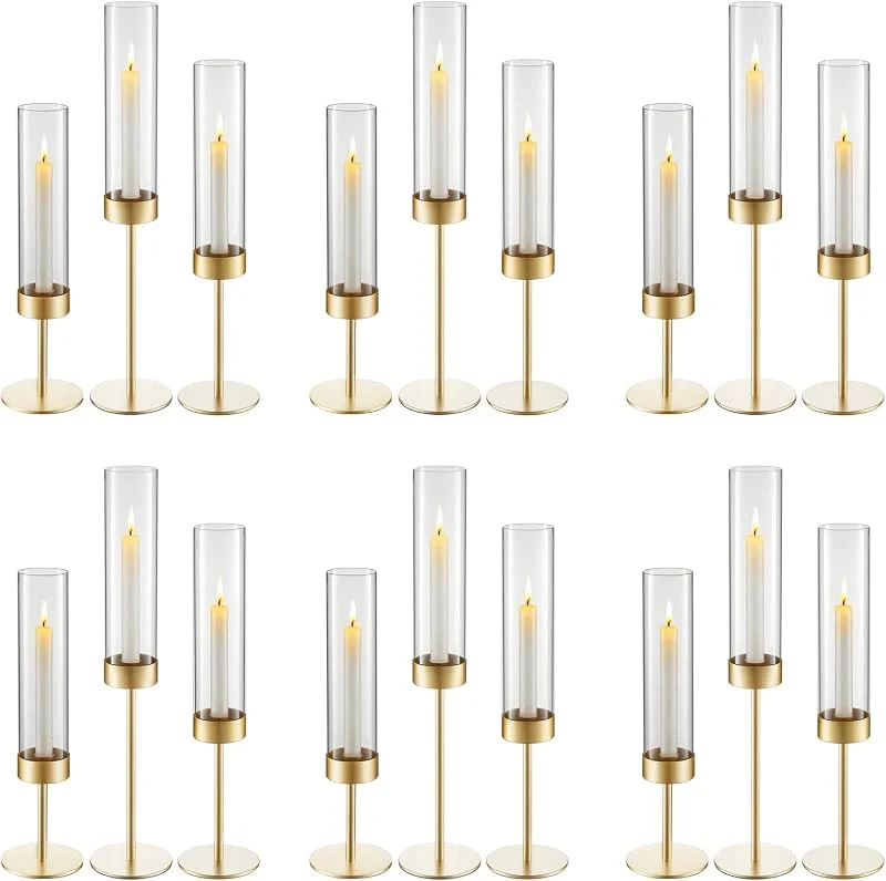 Besuche den VEVOR-Store VEVOR 18 STK. Glaszylinder für Kerzen Set, Hurricane Kerzenhalter 100x475mm, Bodenlose Kerzengläser mit Kerzenständer aus Metall, Windfeste Kerzenhalterhülle für Hochzeit Weihnachten Party Tischdeko — Advent und Tisch