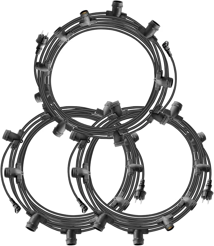 Marke: m MU Mu 30M Lichterkette Außen, Outdoor Erweiterbar Auf 1000W, (3 * 10) Lampenhalter E27 Wetterfest Ip65, lichterkette außen strom Deko für Gartenparty Hochzeit Garten Hochzeit, 3 * 10M, Schwarz — Weihnachtsbeleuchtung