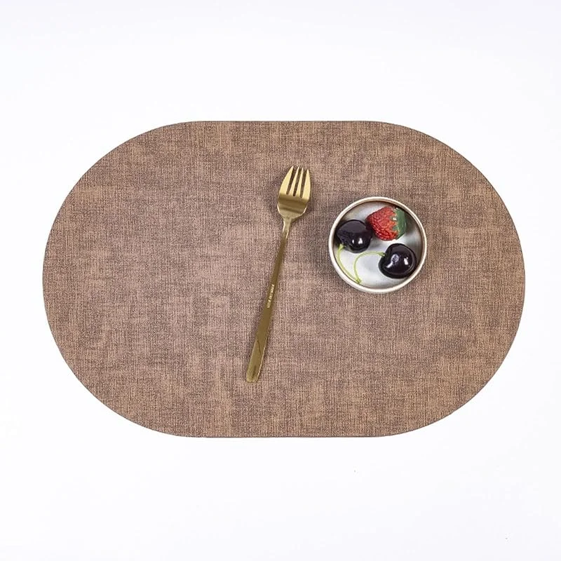Besuche den Epinki-Store Epinki Tischsets Platzsets Abwaschbar Weihnachtlich Oval, 2Pcs Set PU Leder Platzset Abwaschbar Gewebt Muster Hitzebeständige, Tischuntersetzer Abwaschbar Braun für Küche und Restaurant, 30x45CM — Küche & Haushalt