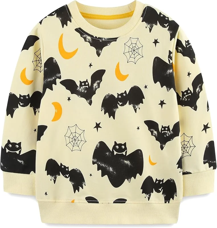 Besuche den Yoolhamy-Store Kinder Jungen Mädchen Sweatshirt Langarm Pullover Top Baumwolle Kleinkind Kleidung Crewneck Weihnachten Halloween Warm T Shirt für 1-7 Jahre — Weihnachtsmode