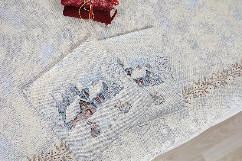Besuche den textile idea-Store Tischläufer Weihnachten 45x140 cm Gobelin mit Silber-Lurex – Schneemärchen — Küche & Haushalt