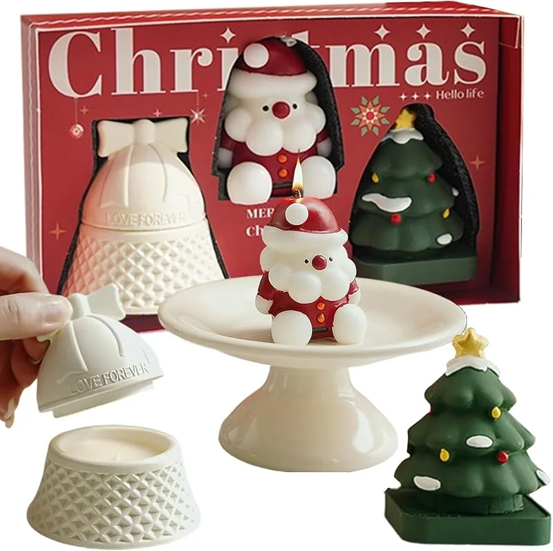 Marke: Generisch Weihnachtliche Duftkerzen 3 Stück In Glockenform Weihnachtsbaum Cartoon — Kerzenlicht Abendessen