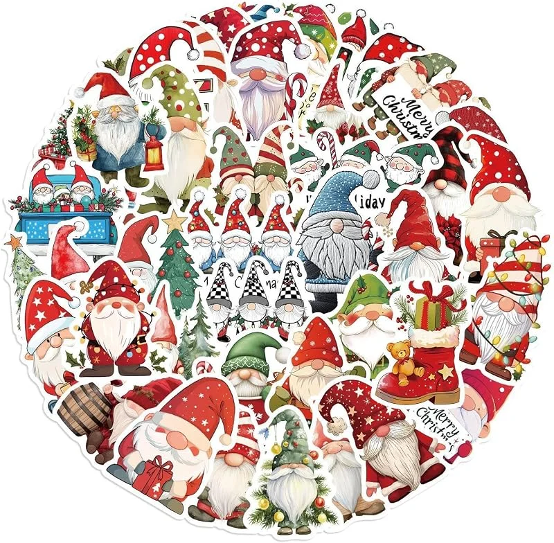 Marke: Generisch Weihnachtswichtel Cartoon Aufkleber, Weihnachtsabziehbilder für Geschenk — Geschenkverpackung