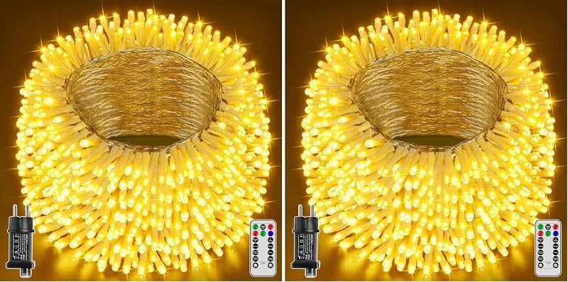 Besuche den Hopexy-Store Lichterkette Außen Outdoor 50m 500 LEDs Warmweiß IP44 Wasserdicht (Packung mit 2) — Weihnachtsbeleuchtung