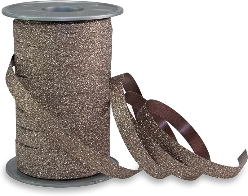 Besuche den PRÄSENT-Store PRÄSENT POLY GLITTER Ringelband braun, 100 m leicht kräuselndes Geschenkband, 10 mm Breite, Dekoband zum Basteln & Einpacken von Geschenken, für festliche Anlässe — Geschenkverpackung