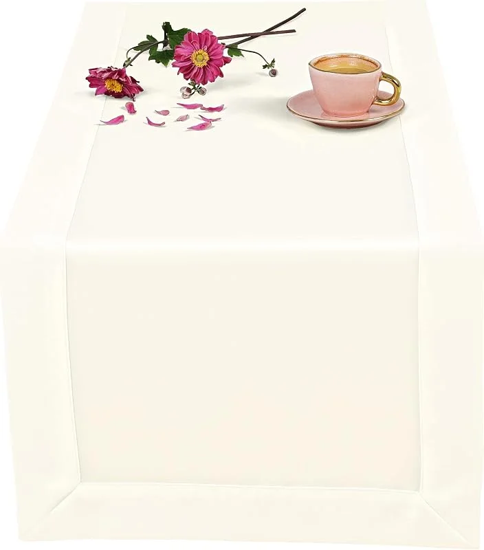 Marke: invitta Tischläufer Classic Elegance Champagner 40x80 cm, Uni Glatt Elegant mit 5 cm Kuvertsaum Fleckabweisend mit Lotuseffekt 100% Polyester, O5 H200 377 — Küche & Haushalt