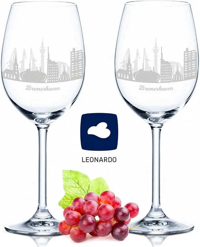Besuche den GRAVURZEILE-Store GRAVURZEILE Weingläser mit Gravur – Bremerhaven Geschenk im 2er Set - Weingeschenk - Souvenir Andenken & Mitbringsel - Geburtstagsgeschenk für Sie & Ihn — Wein und Festtafel