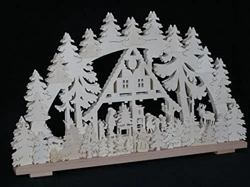 Besuche den Rudolphs Schatzkiste-Store Rudolphs Schatzkiste Schwibbogen Haus im Wald mit Beleuchtung BxHxT 70x43x7cm NEU Lichterbogen Fensterbogen Spitzbogen Erzgebirge Seiffen Weihnachten Licht Holz Dekoration Beleuchtung Fensterschmuck — Weihnachtsdeko